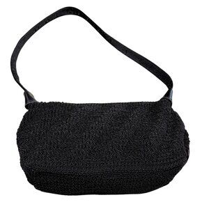Liz Claiborne Black Woven Crochet Y2K Style Shoulder Bag Purse